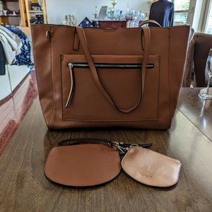 Mondani New York  Faux Leather Handbag Purse 2 Handle Tote w/2 wristlet purses